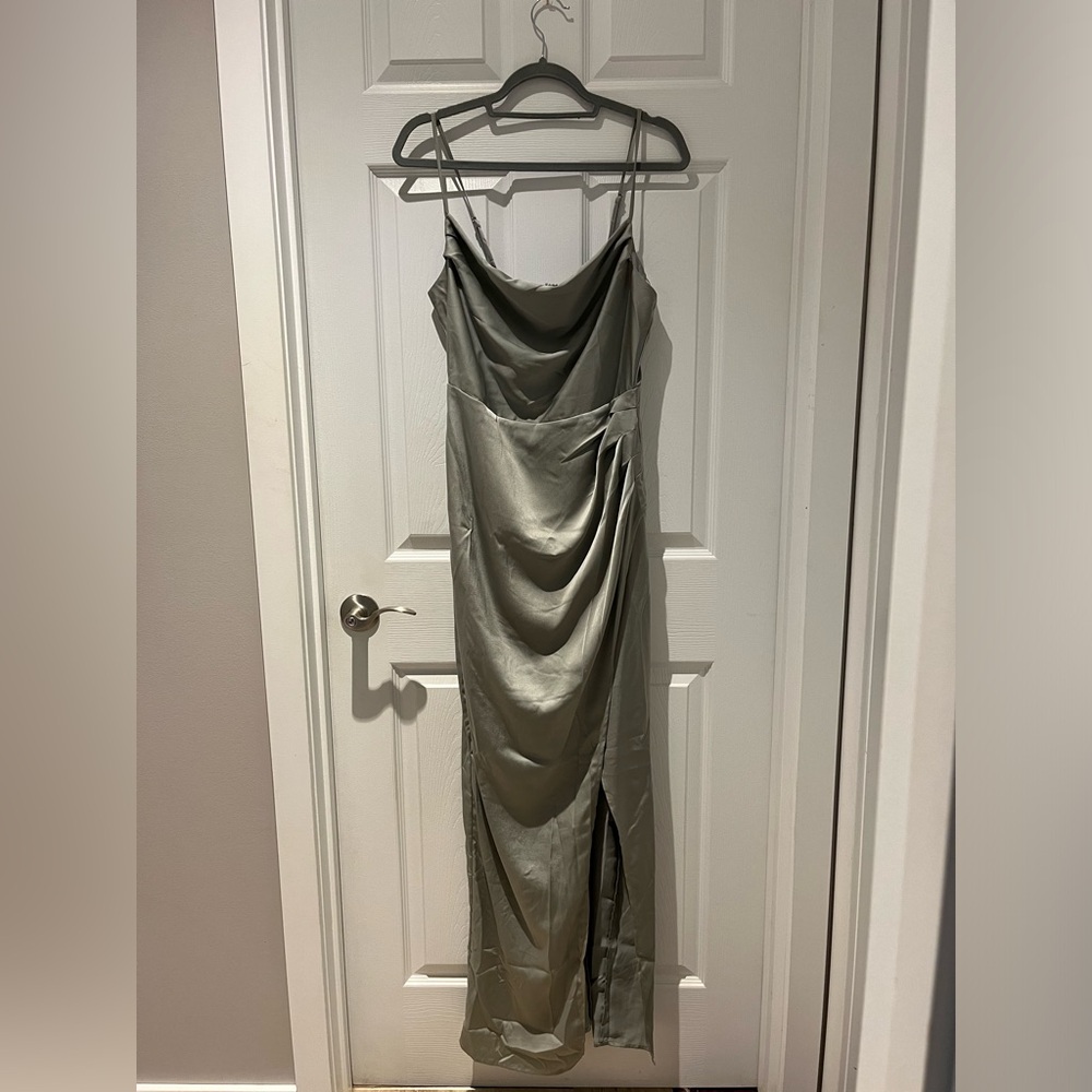 Chancery Satin Sage Green Midi Dress size 12
